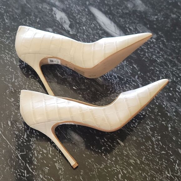 BRAND NEW BENTON VILLE CROCODILE EMBOSSED LEATHER PIN HEEL DRESS PUMPS - Picture 13 of 16